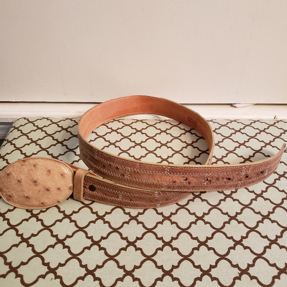 Tony Lama ostrich leather belt. Vintage usa